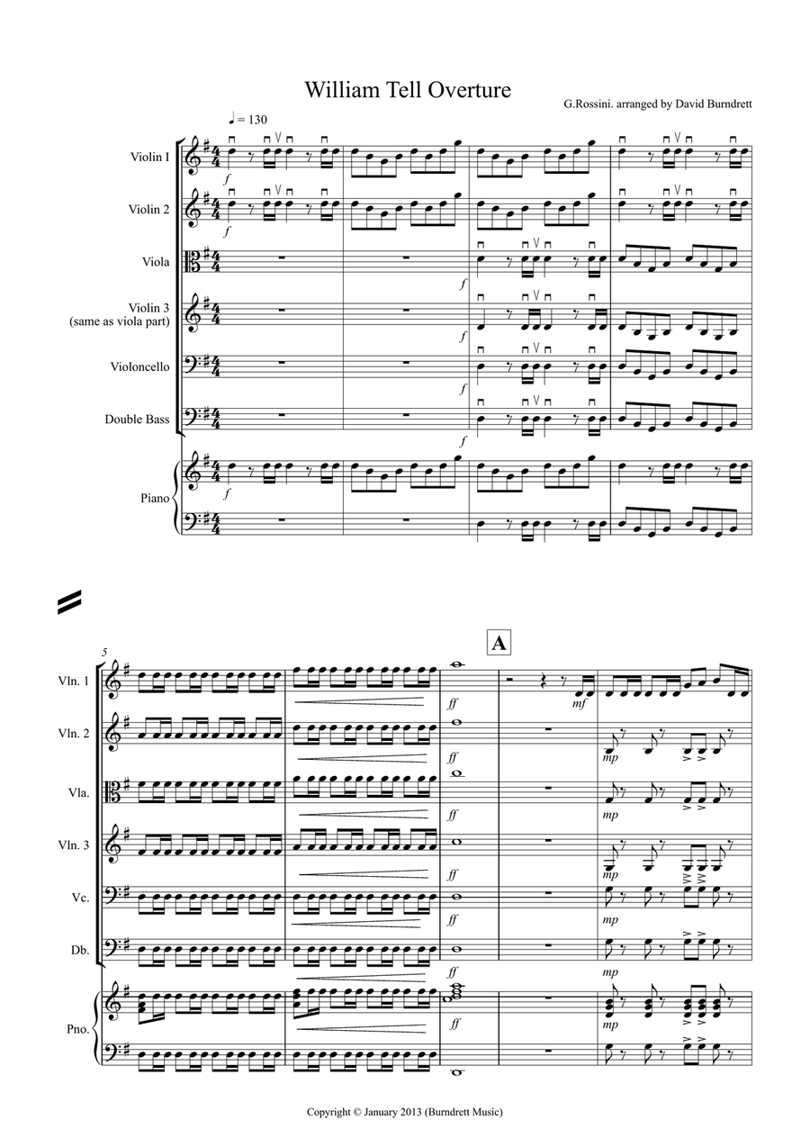 William Tell Overture for String Orchestra String Orchestra scores gallery preview page 1