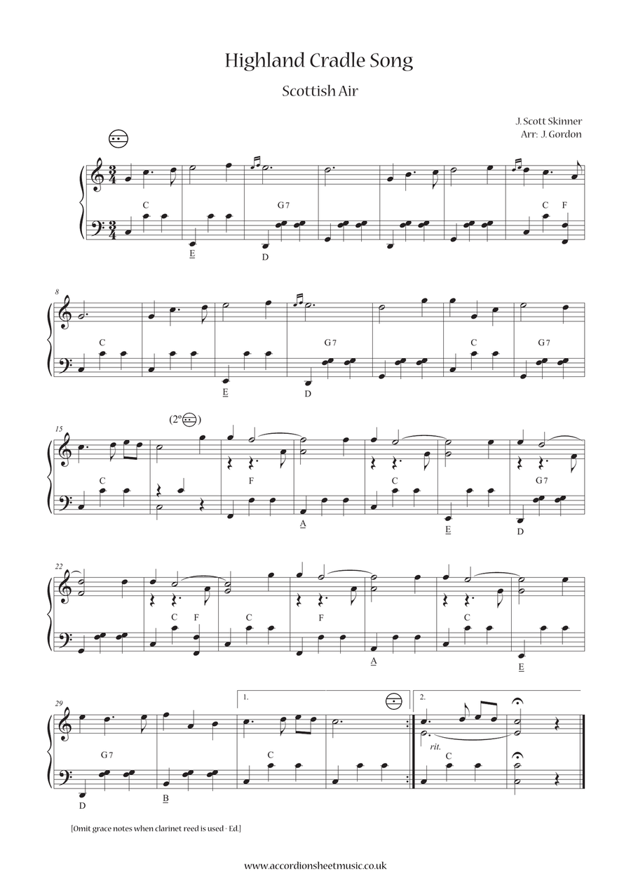 Highland Cradle Song Accordion scores gallery preview page 1