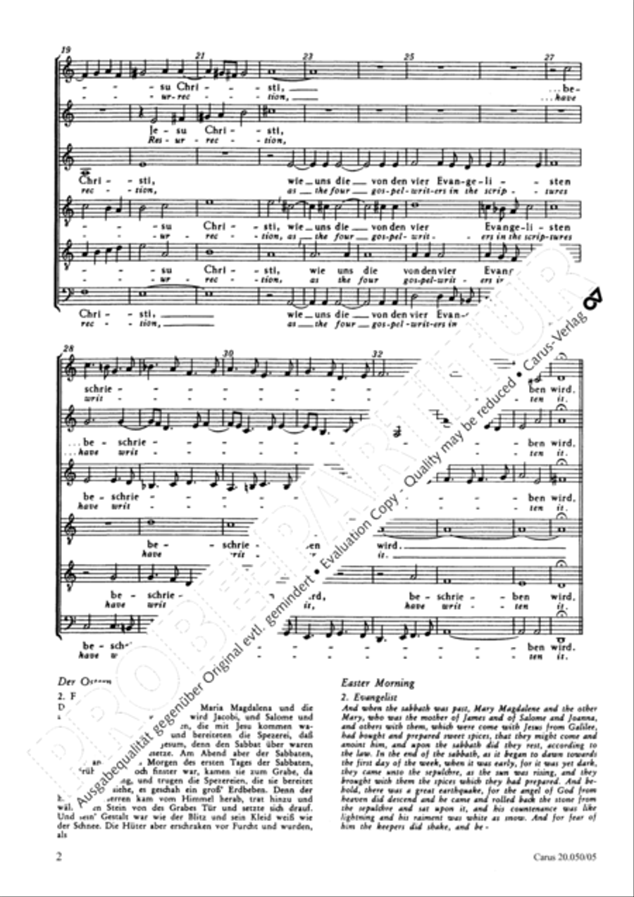Account of the Resurrection of Jesus Christ (Historia der Auferstehung Jesu Christi) 4-Part scores gallery preview page 3