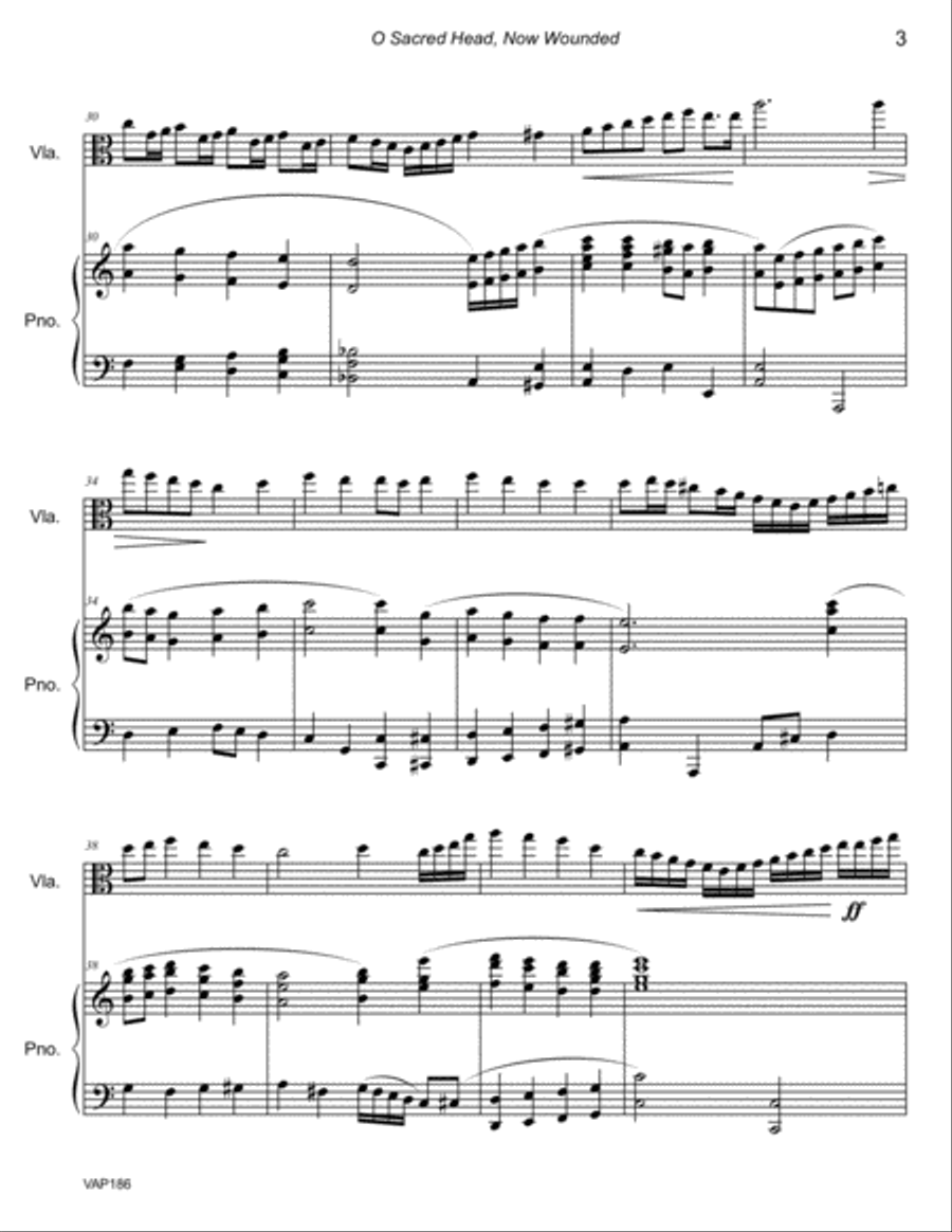 O SACRED HEAD NOW WOUNDED - VIOLA Solo with Piano Accompaniment Piano scores gallery preview page 3