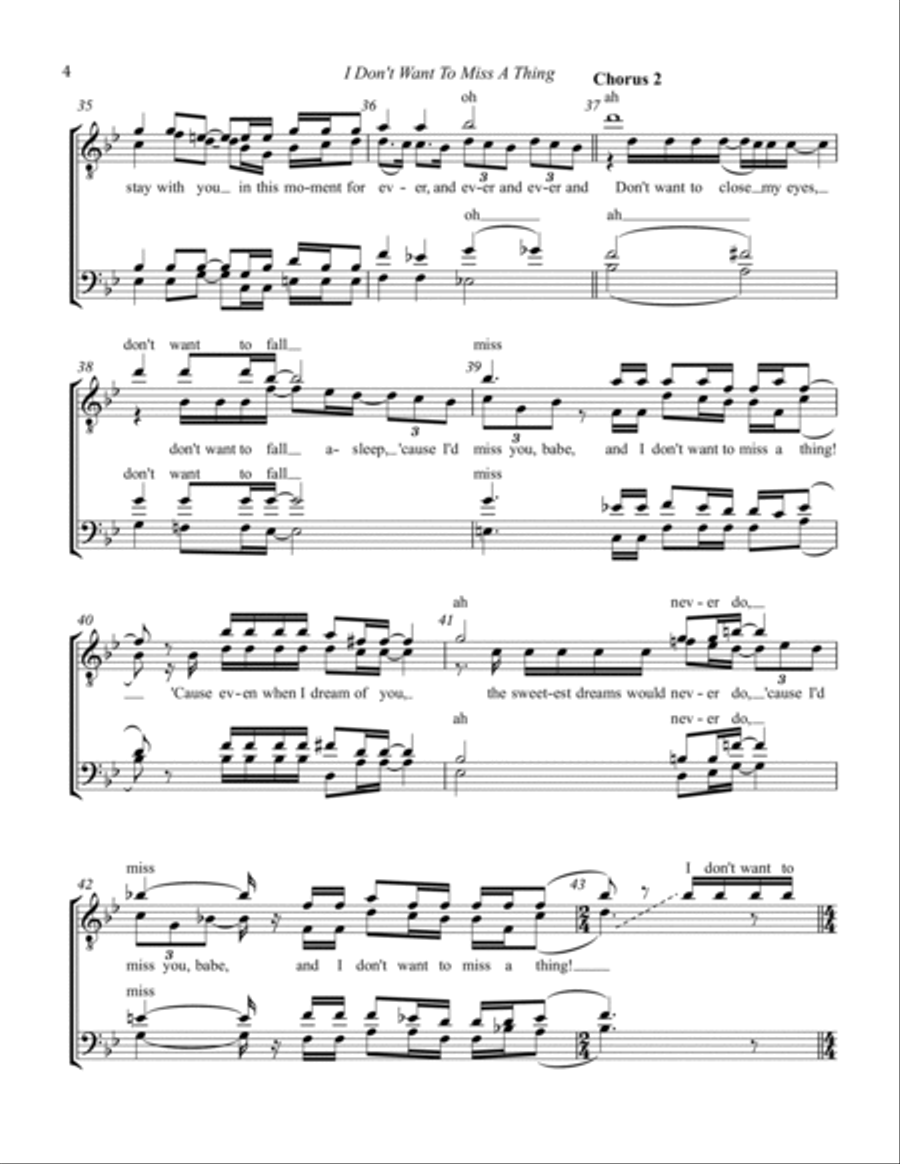 I Don't Want To Miss A Thing TTBB scores gallery preview page 4