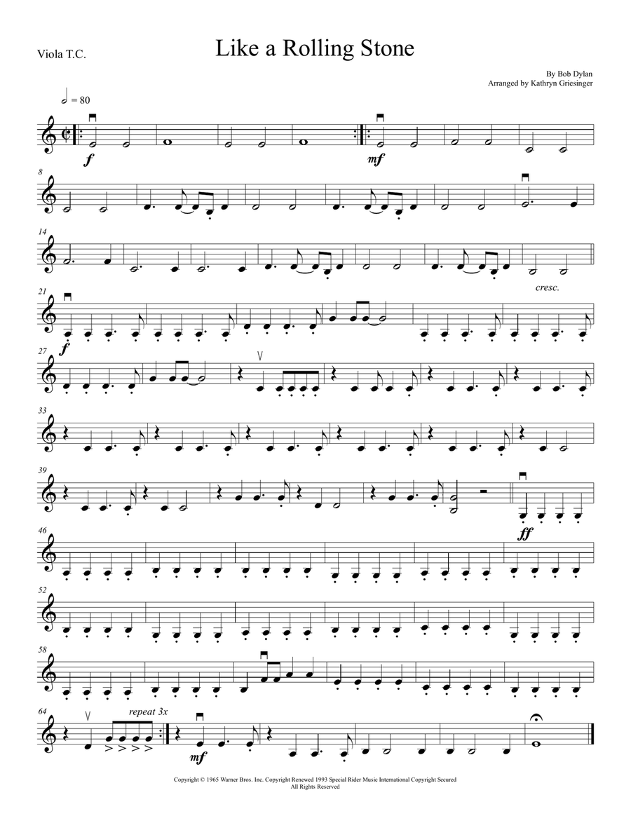 Like A Rolling Stone String Quartet scores gallery preview page 3