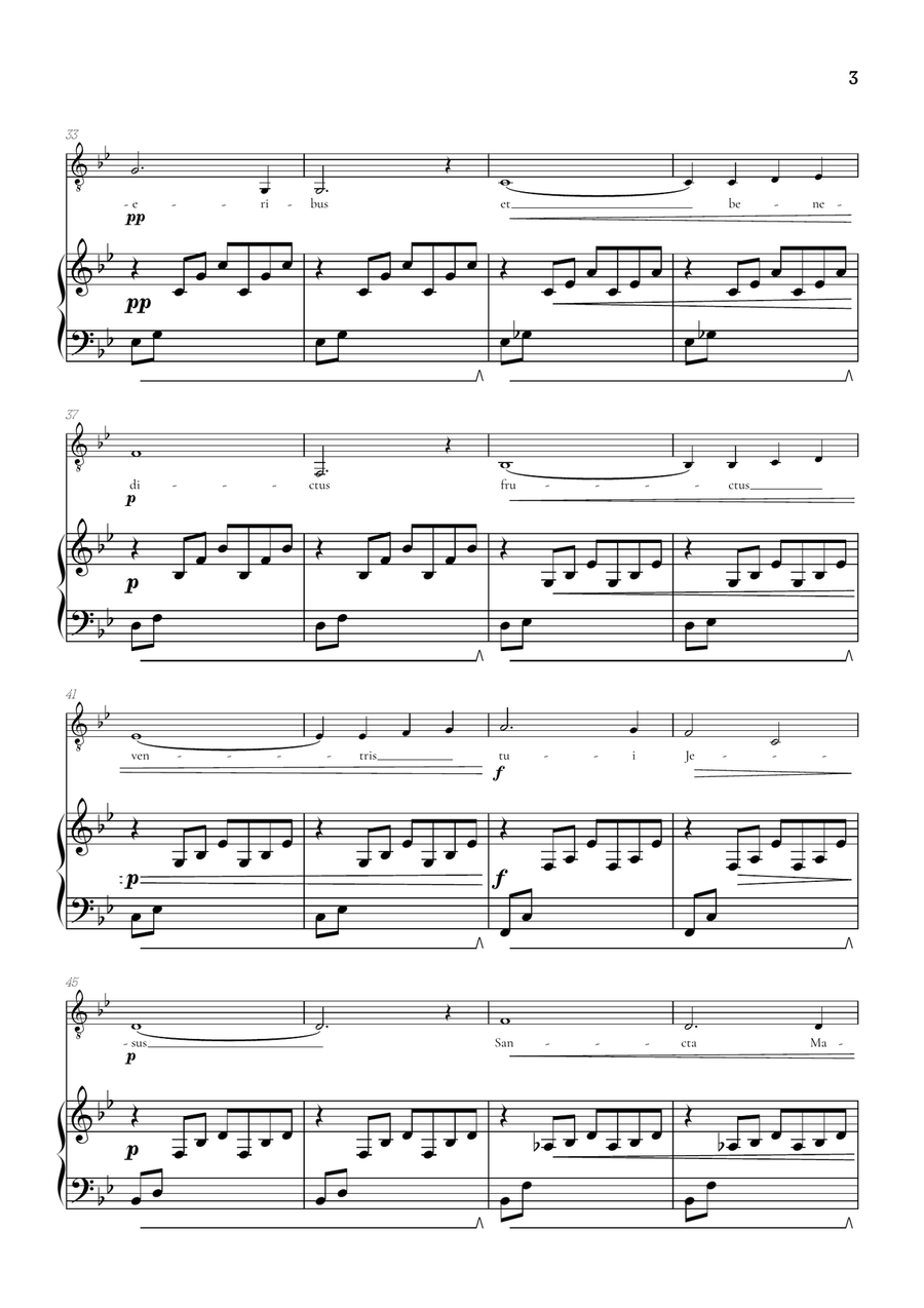 Bach / Gounod Ave Maria in B flat [Bb] • tenor sheet music with piano accompaniment Piano, Vocal scores gallery preview page 3