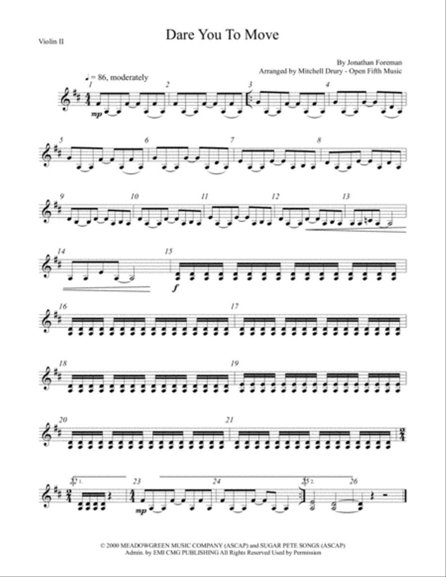 Dare You To Move String Quartet scores gallery preview page 2