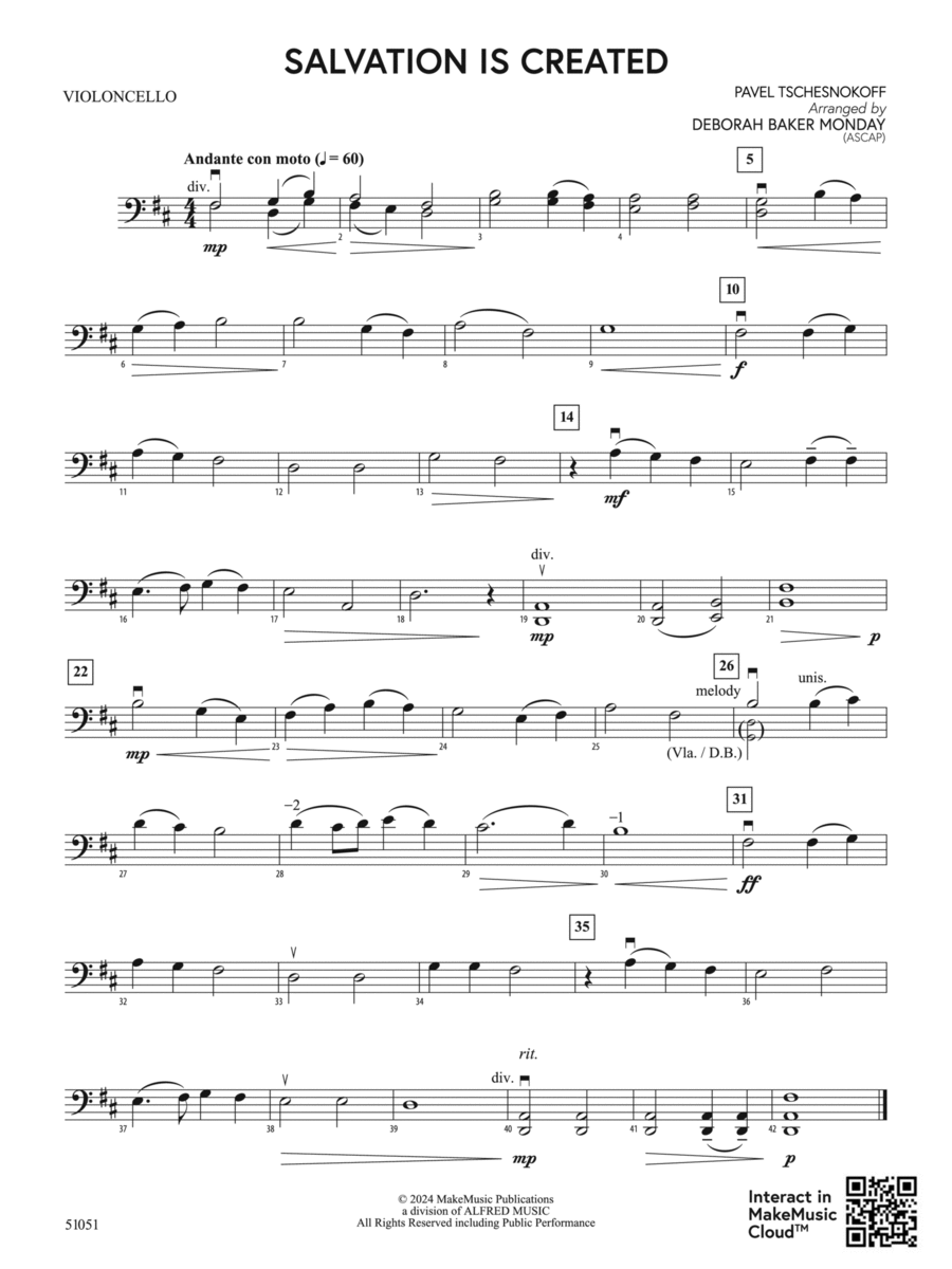 Salvation is Created: Cello String Orchestra scores gallery preview page 1