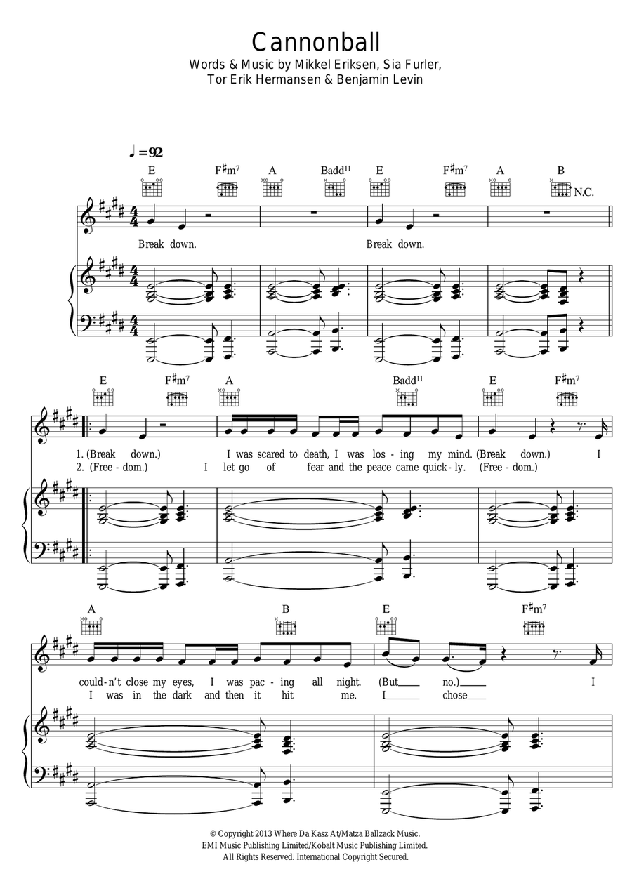 Cannonball Piano, Vocal scores gallery preview page 1