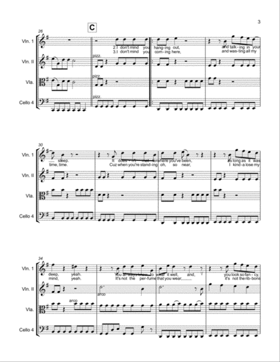 Just What I Needed String Quartet scores gallery preview page 3