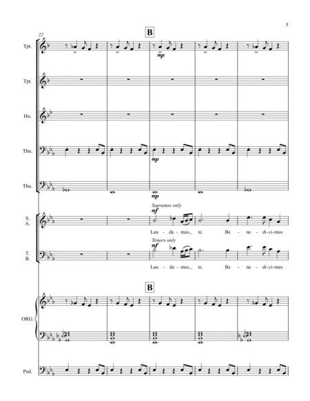 Gloria - full score for Latin text setting for SATB choir, organ, and brass quintet