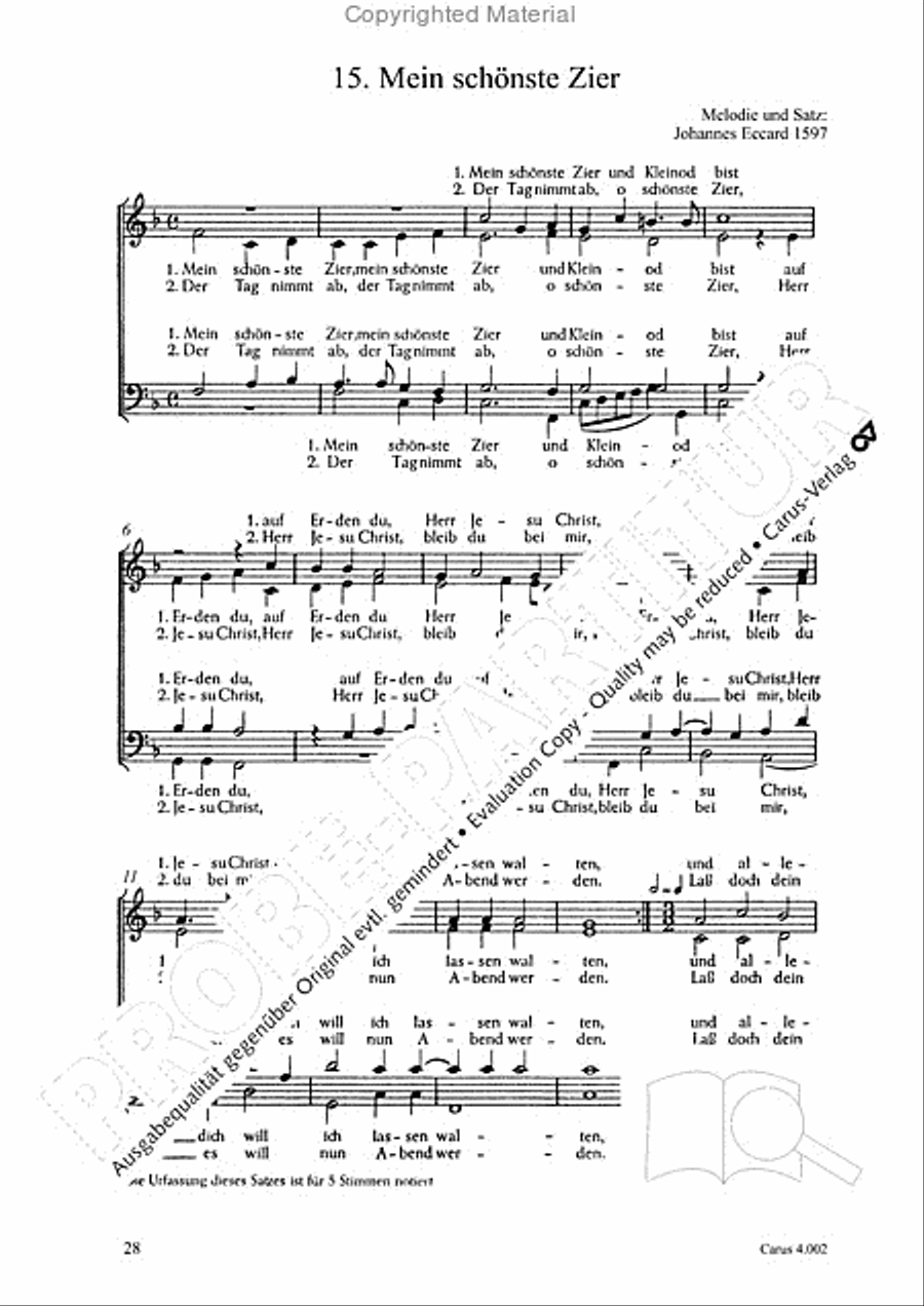 Eccard: 29 Choralbearbeitungen Collection / Songbook scores gallery preview page 29