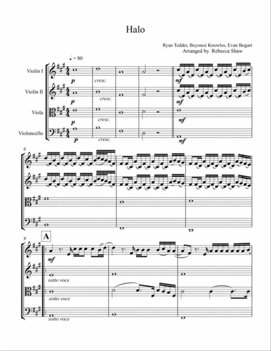 Halo String Quartet scores gallery preview page 1