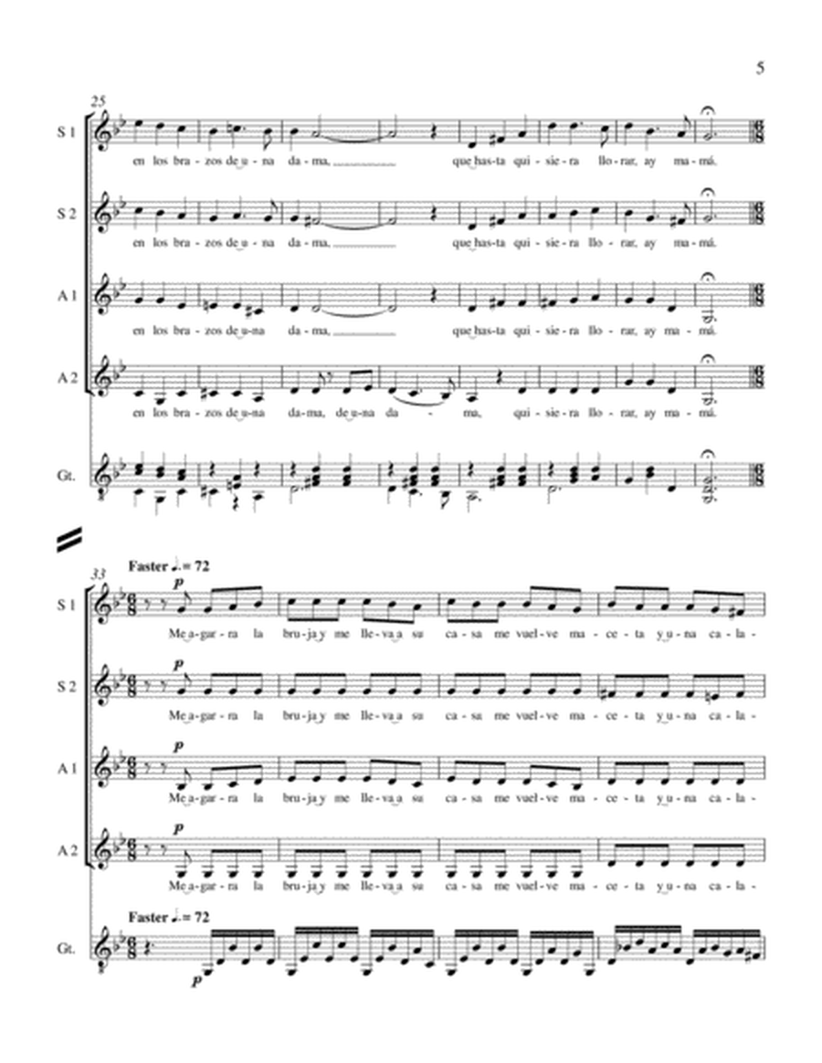 Three Mexican Folk Songs: 2. La Bruja (Downloadable Piano/Choral Score)