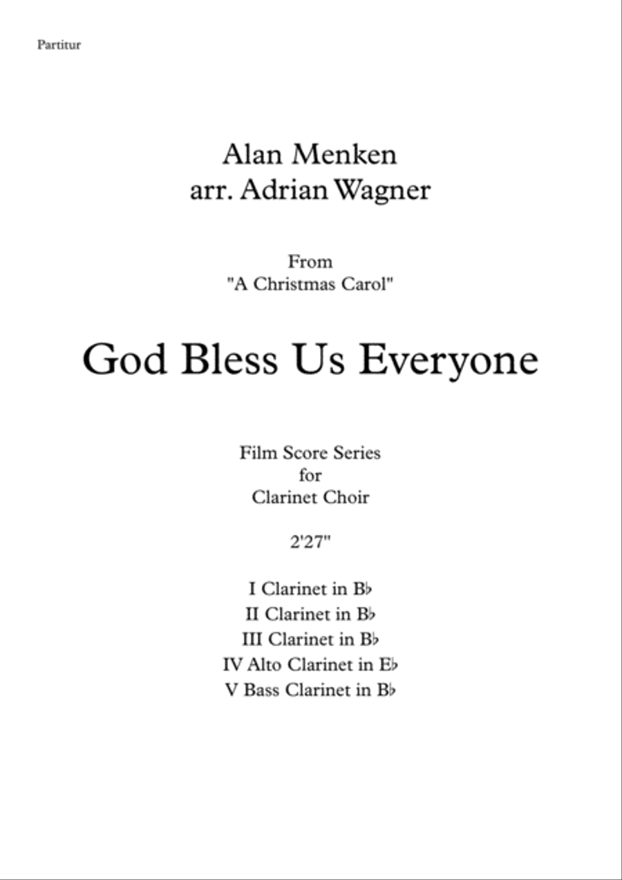 God Bless Us Everyone Clarinet Choir scores gallery preview page 2