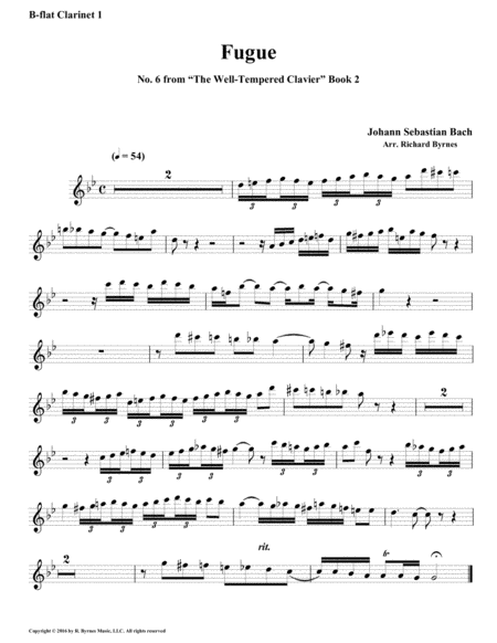 Fugue 06 from Well-Tempered Clavier, Book 2 (Clarinet Quintet) image number null