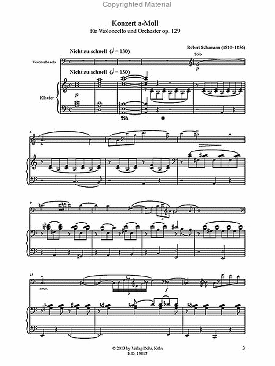 Konzert für Violoncello und Orchester a-Moll op. 129