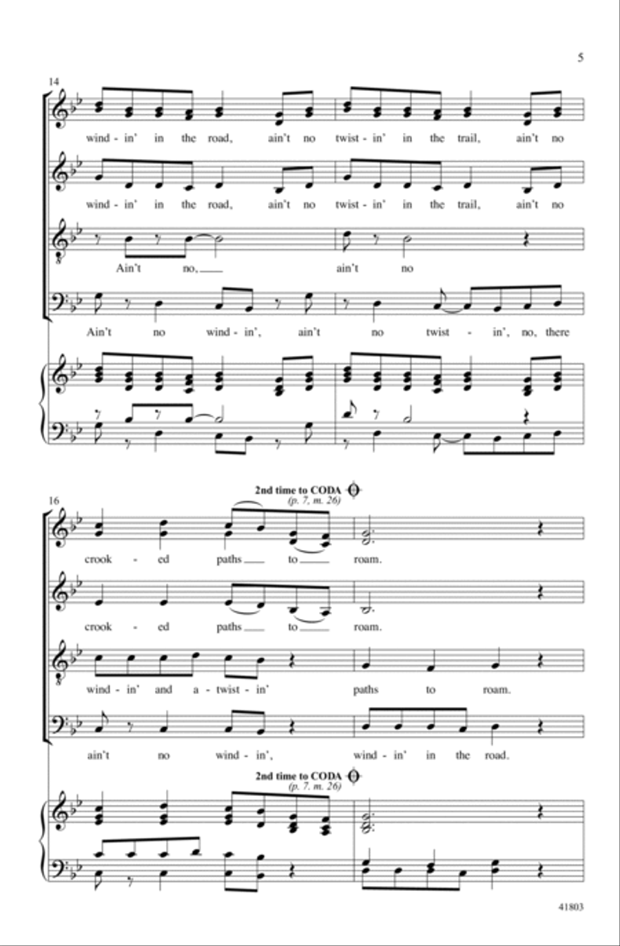 Ain't No Windin' in the Road A Cappella scores gallery preview page 4