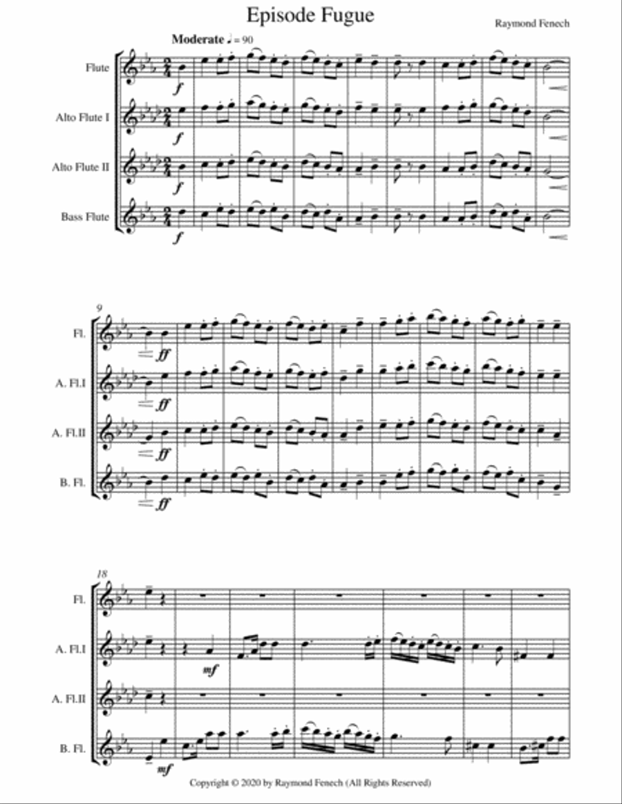 Episode Fugue - Woodwind Quartet - Chamber Music - Flute Choir - Flute; 2 Alto Flutes and Bass Flute Woodwind Quartet scores gallery preview page 5
