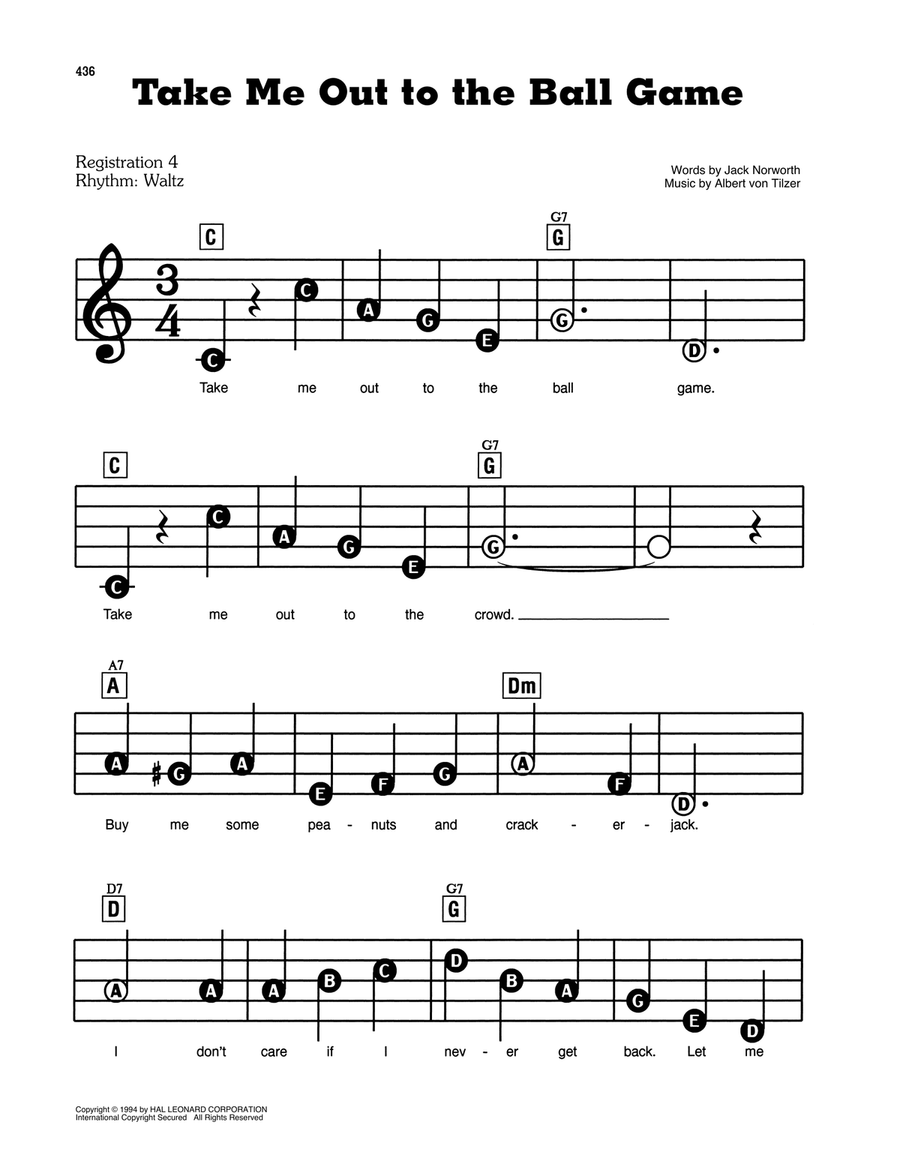 Take Me Out To The Ball Game Electronic Keyboard scores gallery preview page 1