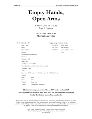 Empty Hands, Open Arms - Orchestral Score with Printable Parts - Digital