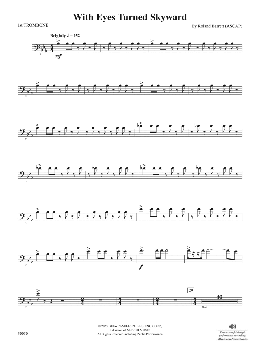 With Eyes Turned Skyward: 1st Trombone Concert Band scores gallery preview page 1