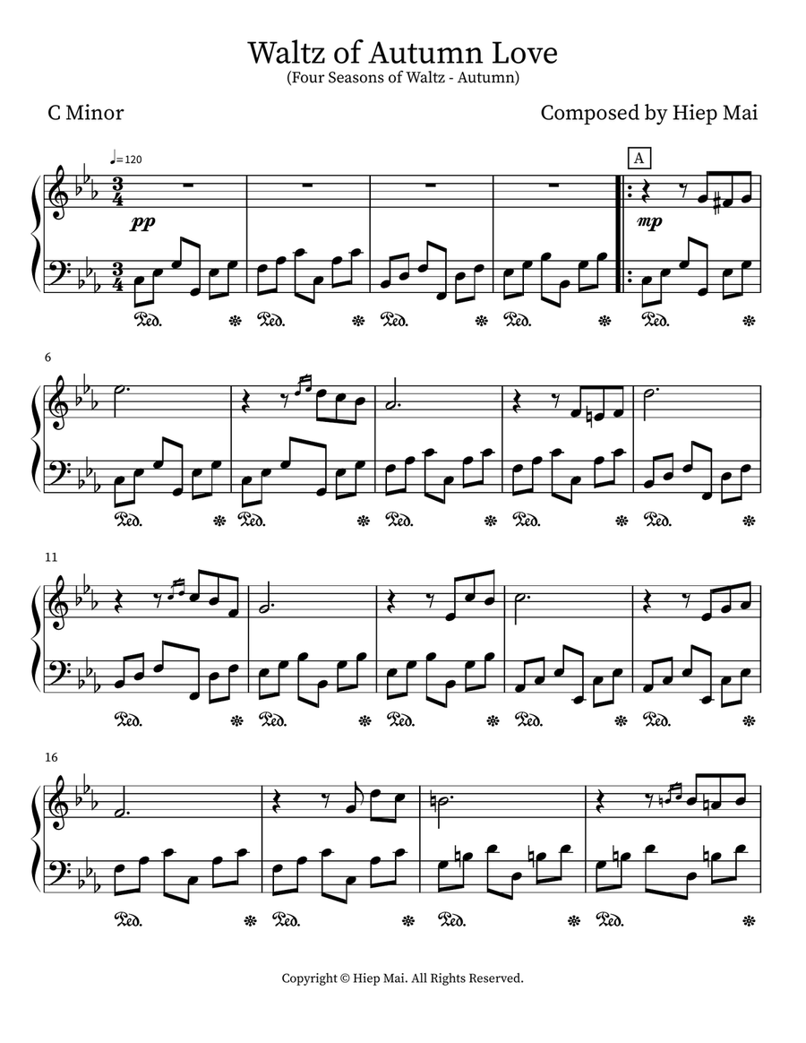 Waltz of Autumn Love Waltz of Autumn Love Piano scores gallery preview page 1