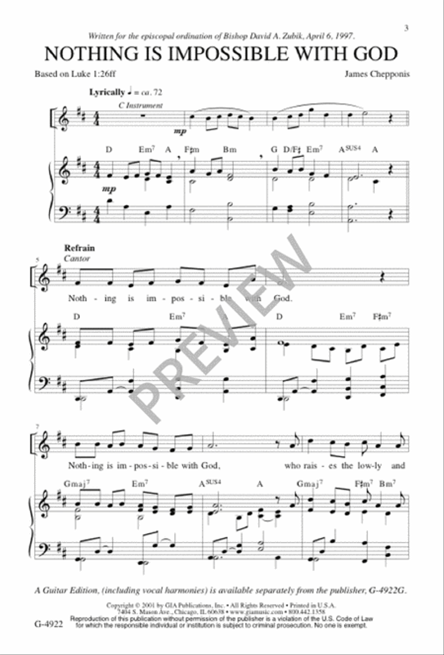 Nothing Is Impossible with God 4-Part scores gallery preview page 3