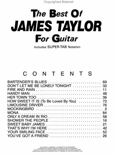 The Best Of James Taylor For Guitar - Easy Guitar