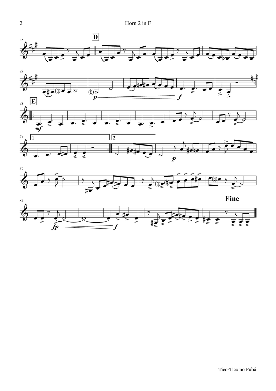 Tico-Tico no Fubá - Choro - Duet Horn Brass Duet scores gallery preview page 6