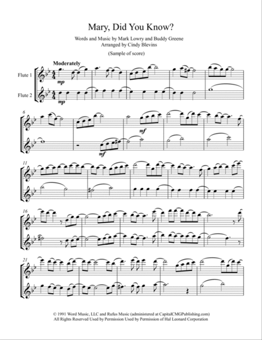 Mary, Did You Know? Flute Duet scores gallery preview page 2