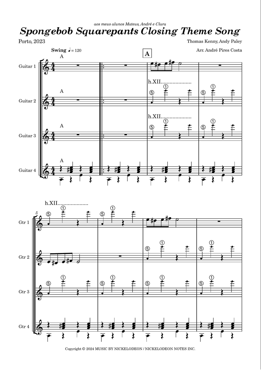 Spongebob Squarepants - End Title Theme Guitar Ensemble scores gallery preview page 2