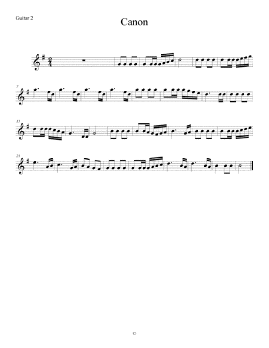 Canon Guitar Part 2 Classical Guitar - Digital Sheet Music