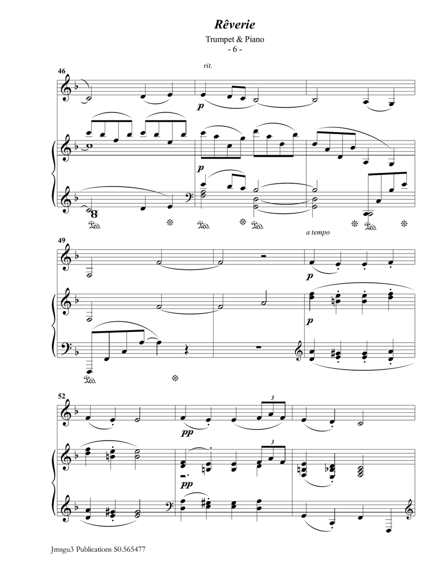 Debussy: Reverie for Trumpet & Piano Debussy: Reverie for Trumpet & Piano Trumpet Solo scores gallery preview page 6