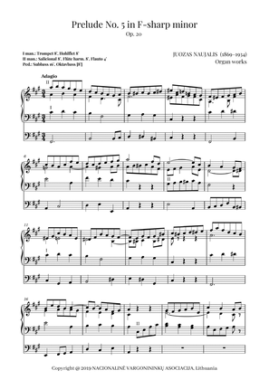 Prelude No. 5 in F-sharp minor, Op. 20 by Juozas Naujalis (1869–1934)