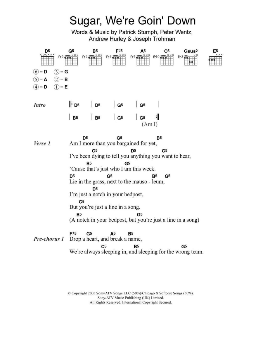 Sugar, We're Goin' Down Acoustic Guitar scores gallery preview page 1