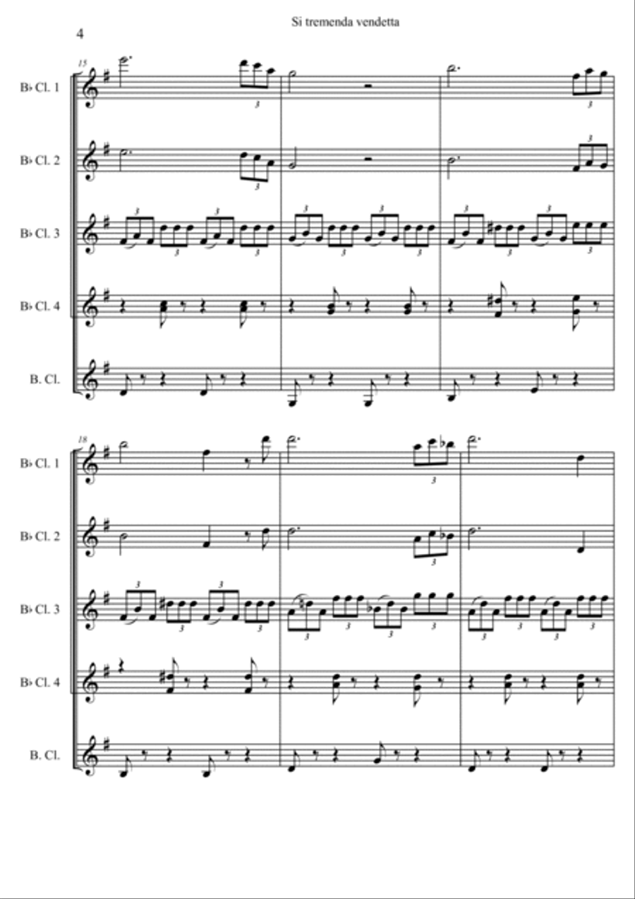 Si vendetta, tremenda vendetta Woodwind Quintet scores gallery preview page 4