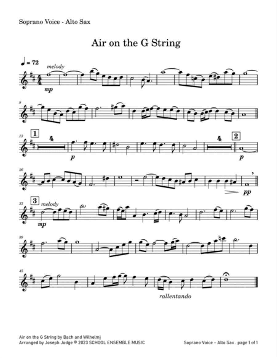 Air by Bach for Saxophone Quartet in Schools Saxophone Quartet scores gallery preview page 5