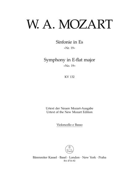 Symphony, No. 19 E flat major, KV 132