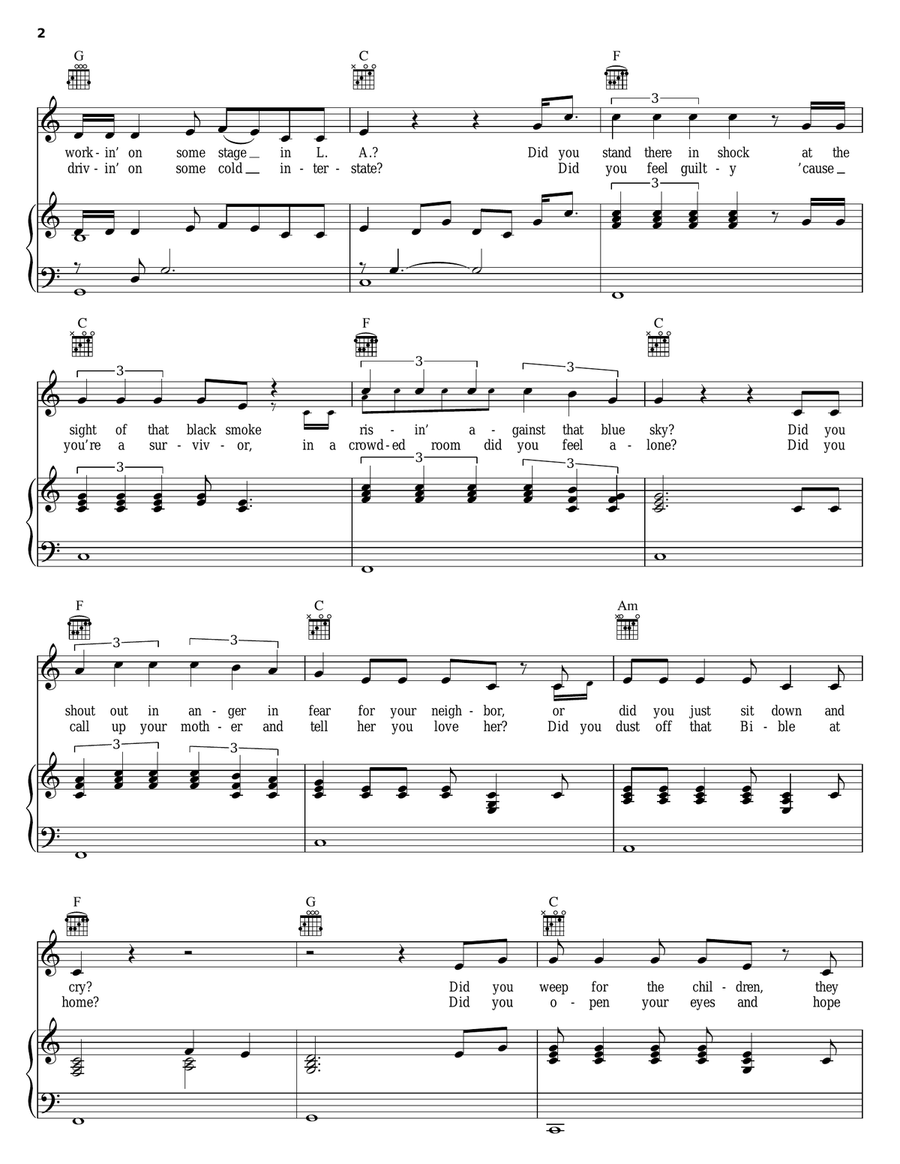 Where Were You (When The World Stopped Turning) Piano, Vocal, Guitar scores gallery preview page 2