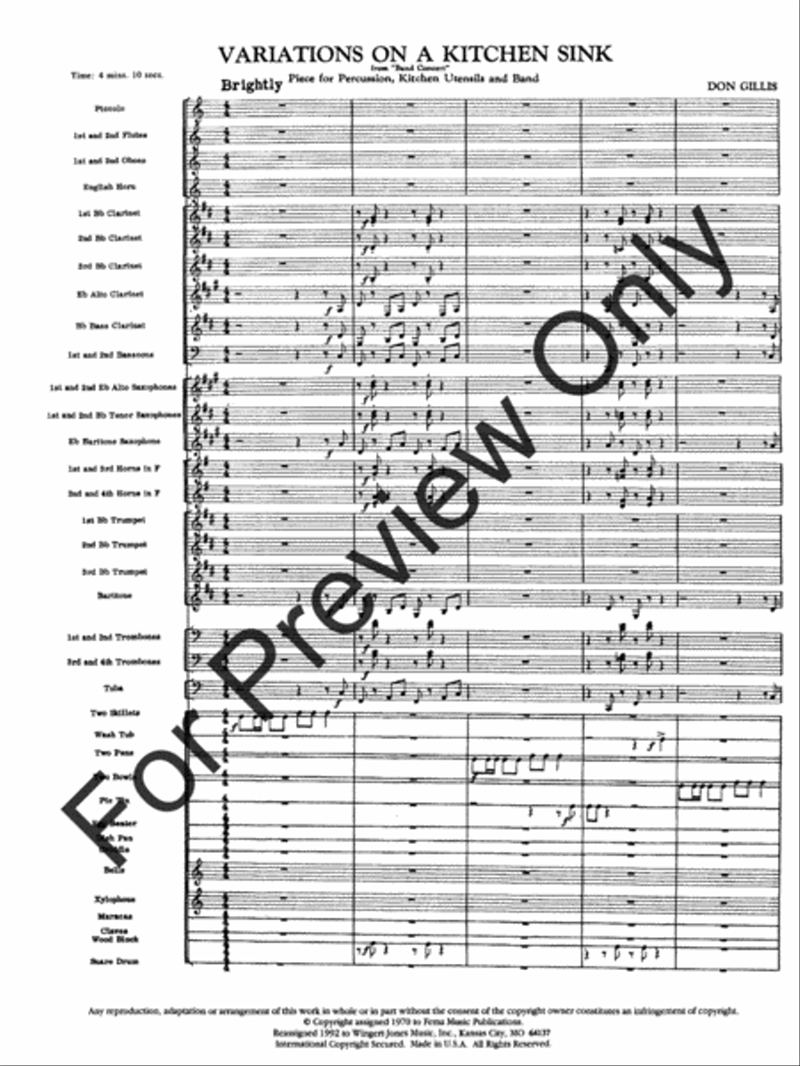 Variations On A Kitchen Sink Concert Band scores gallery preview page 4