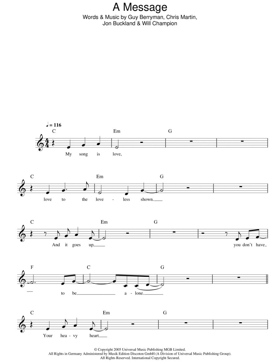 A Message A Message Piano scores gallery preview page 1