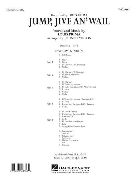 Jump, Jive An' Wail - Full Score