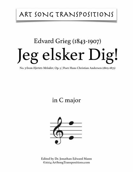 GRIEG: Jeg elsker Dig! (transposed to C major)