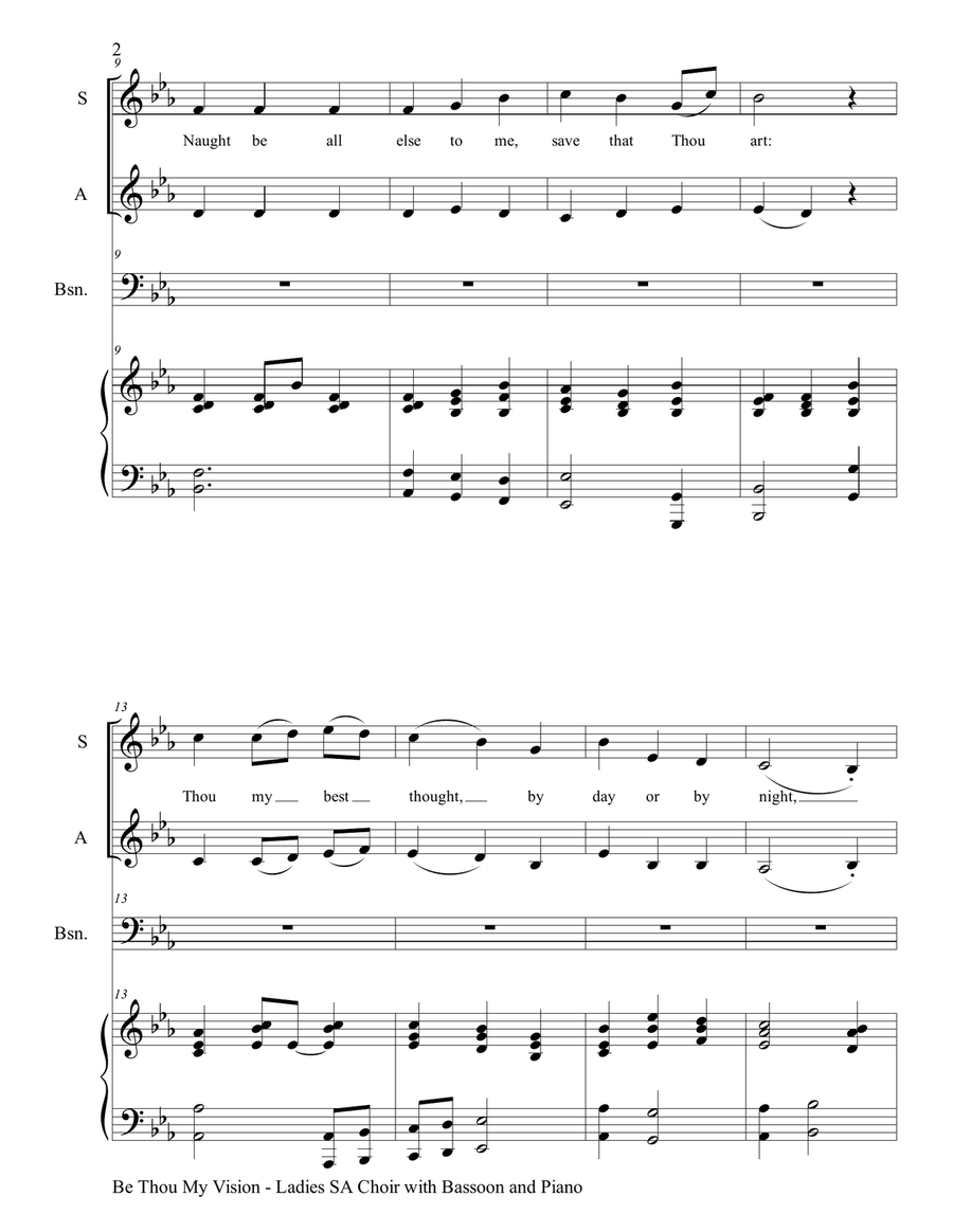 BE THOU MY VISION (Ladies SA Choir, Bassoon and Piano) SA scores gallery preview page 3
