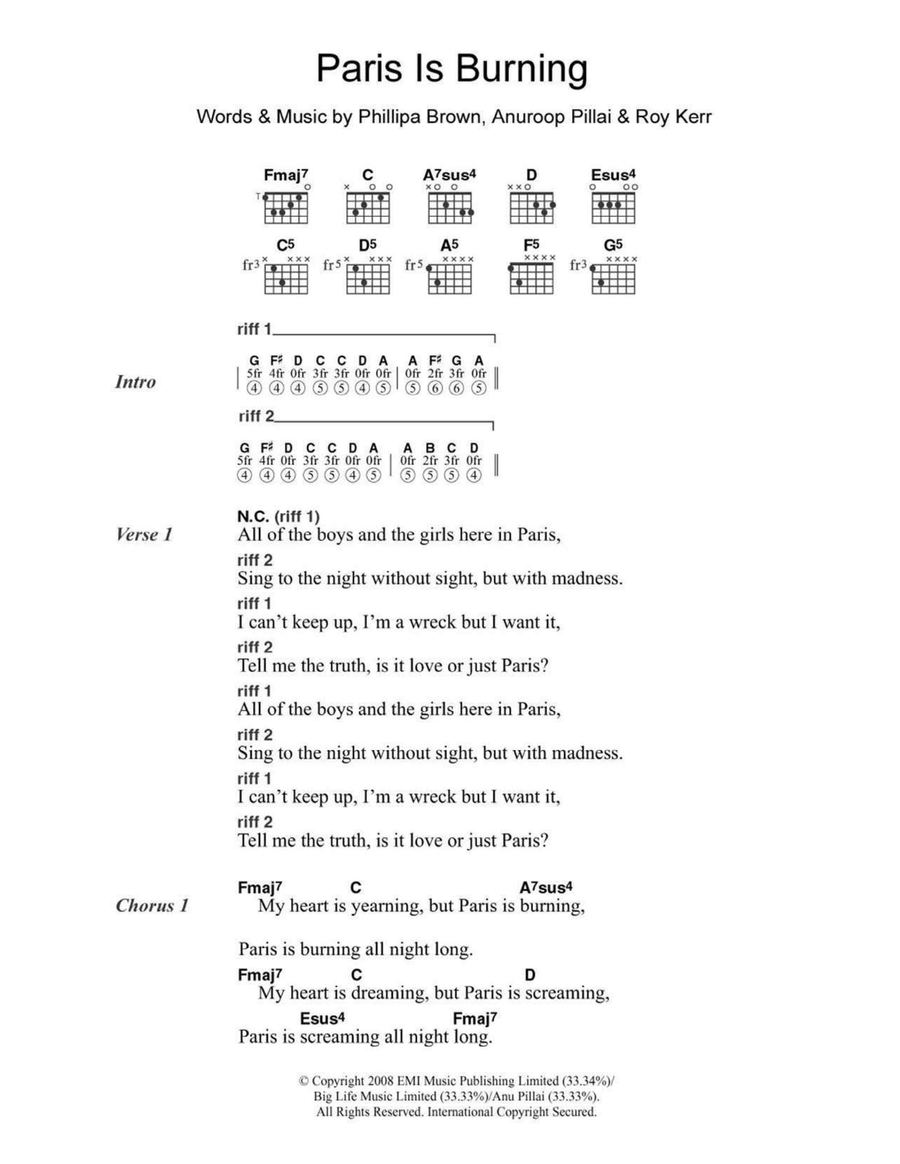 Paris Is Burning Acoustic Guitar scores gallery preview page 1