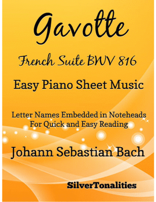 Gavotte French Suite BWV 816 Easy Piano Sheet Music