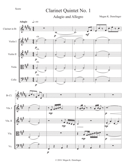 Clarinet Quintet No. 1: Adagio and Allegro image number null