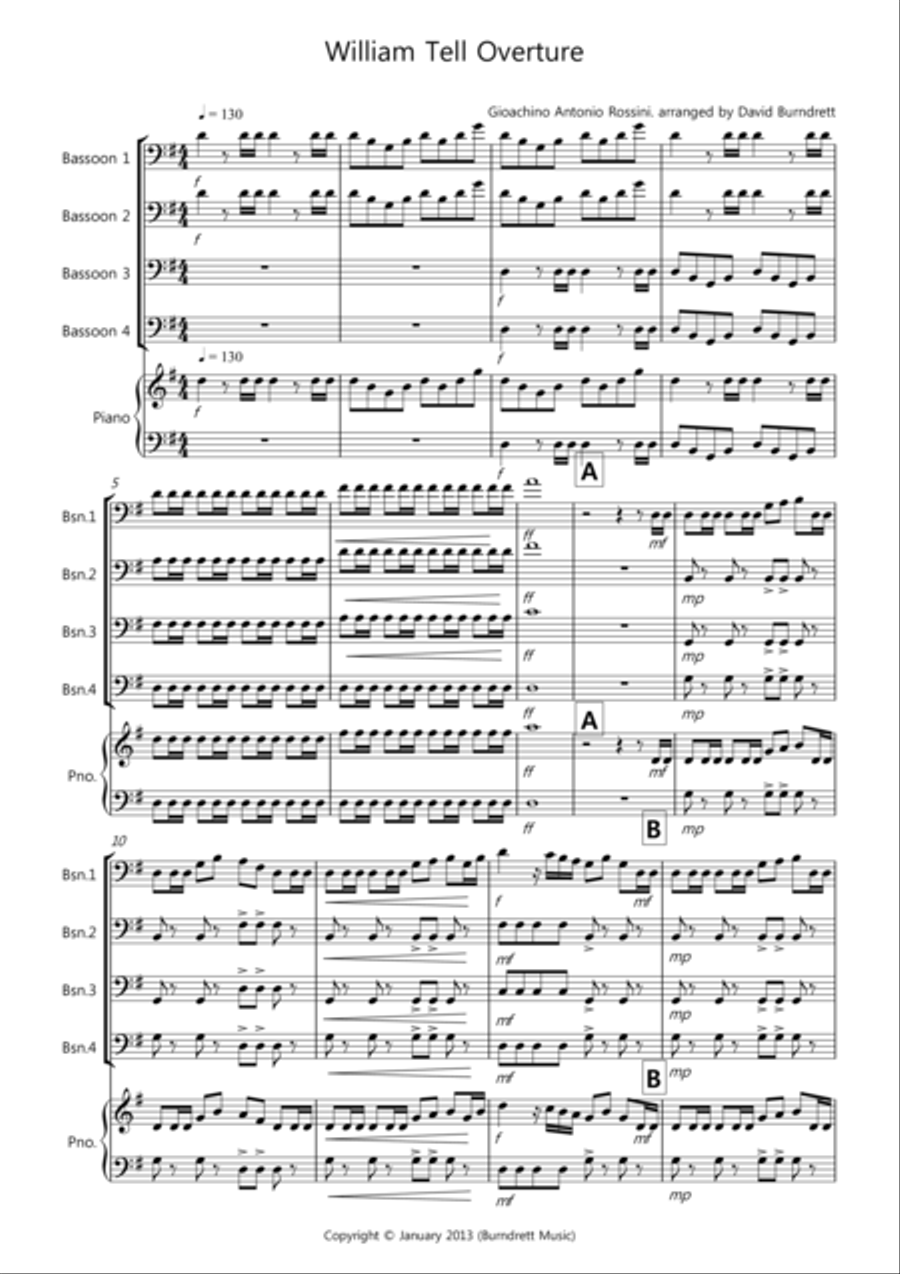 William Tell Overture for Bassoon Quartet Bassoon Quartet scores gallery preview page 1