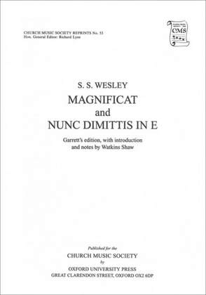 Book cover for Magnificat and Nunc Dimittis in E