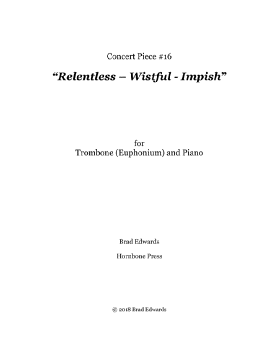 Concert Piece #16 Relentless – Wistful – Impish Trombone Solo scores gallery preview page 1