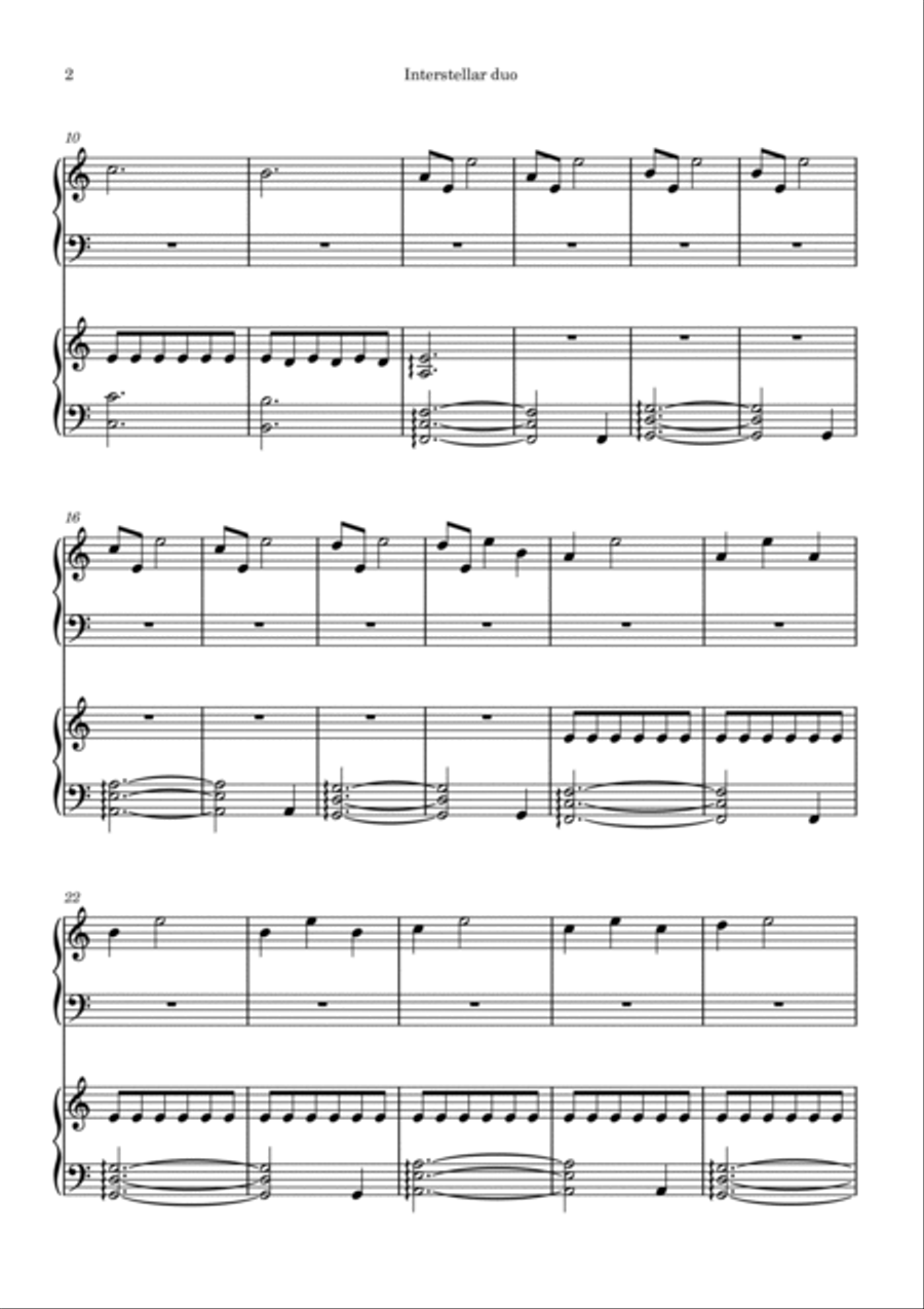 Interstellar Interstellar 1 Piano, 4-Hands scores gallery preview page 2