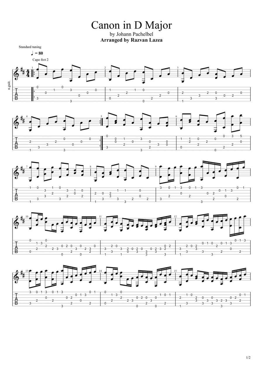 Pachelbel canon in d guitar online